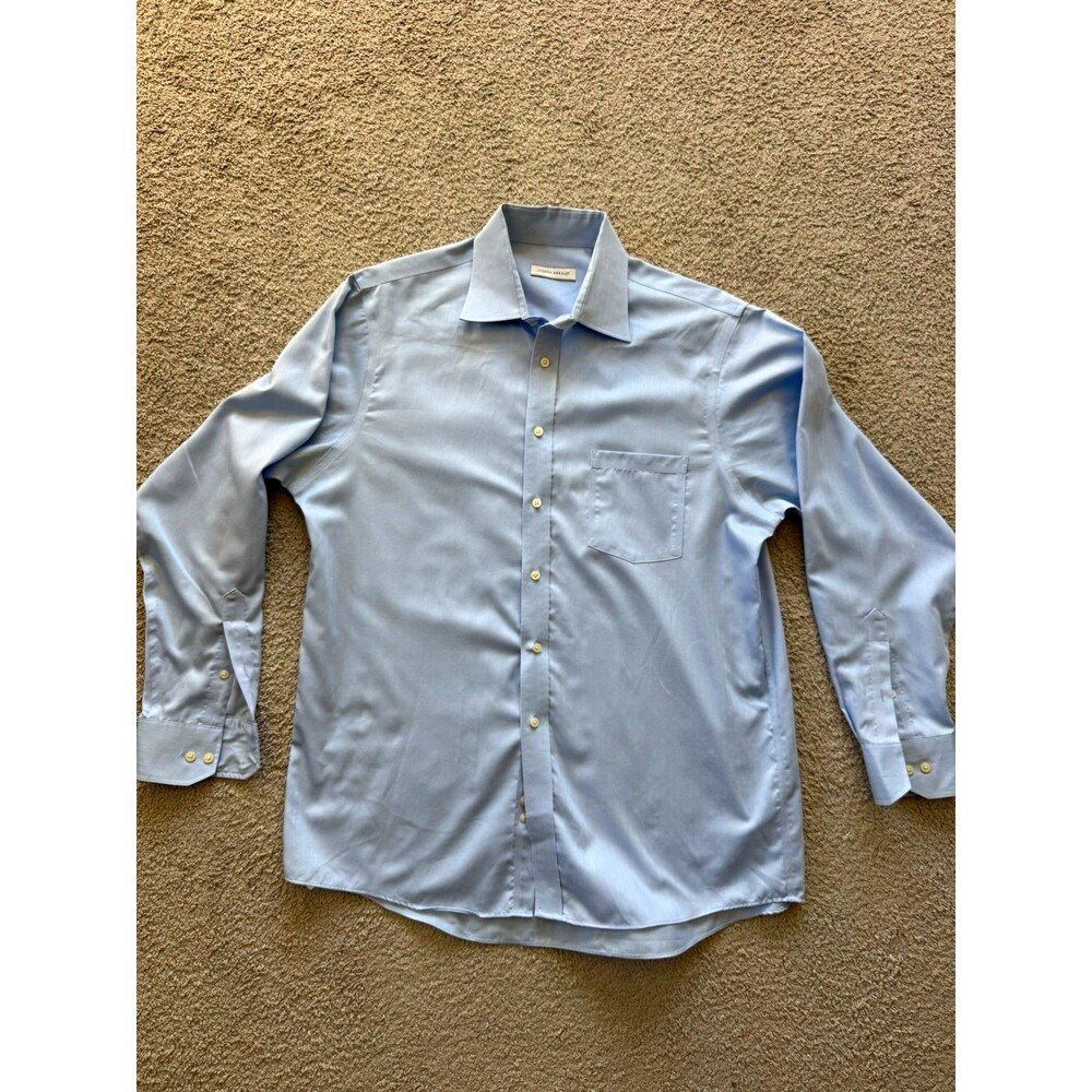 Joseph Abboud Mens Non Iron Cotton Herringbone Dress Shirt Blue 16.5 34/35